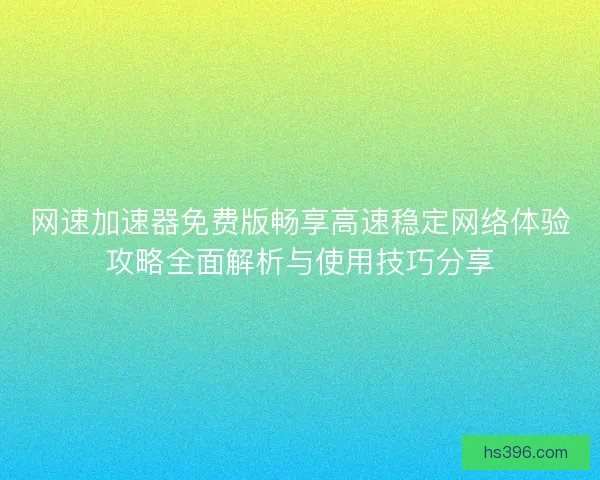 网速加速器免费版畅享高速稳定网络体验攻略全面解析与使用技巧分享